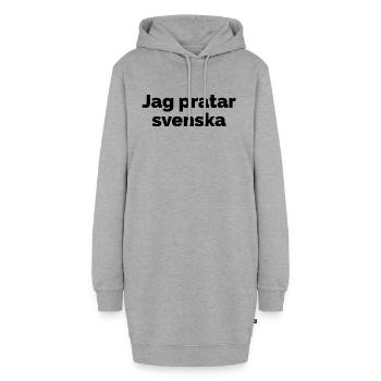 Ich spreche Schwedisch, schwedische Sprache Spruch - Hoodie-Kleid - Grau meliert - Vorne - AI Model Female 172 light (172cm)