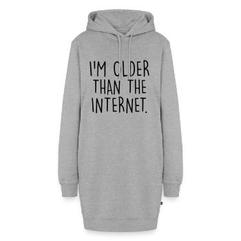 Älter als das Internet - Hoodie-Kleid - Grau meliert - Vorne - AI Model Female 172 light (172cm)