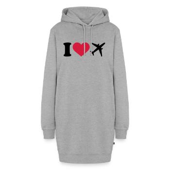 Flugzeug - Hoodie-Kleid - Grau meliert - Vorne - AI Model Female 172 light (172cm)