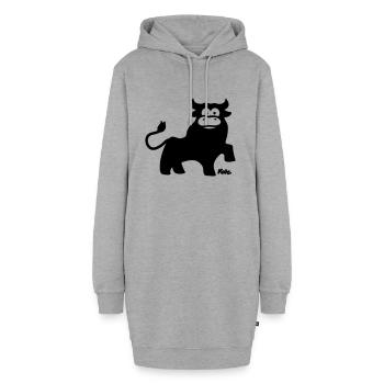 Stier - Hoodie-Kleid - Grau meliert - Vorne - AI Model Female 172 light (172cm)