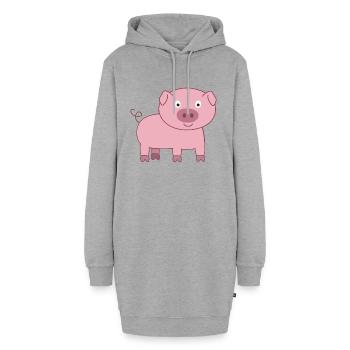 Schweinchen - Hoodie-Kleid - Grau meliert - Vorne - AI Model Female 172 light (172cm)