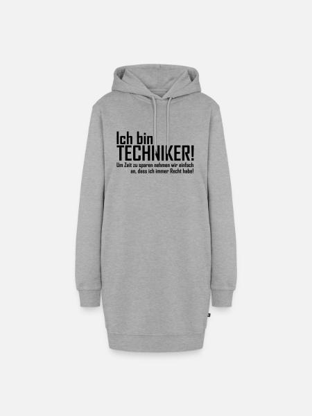 ich bin techniker - Hoodie-Kleid - Grau meliert