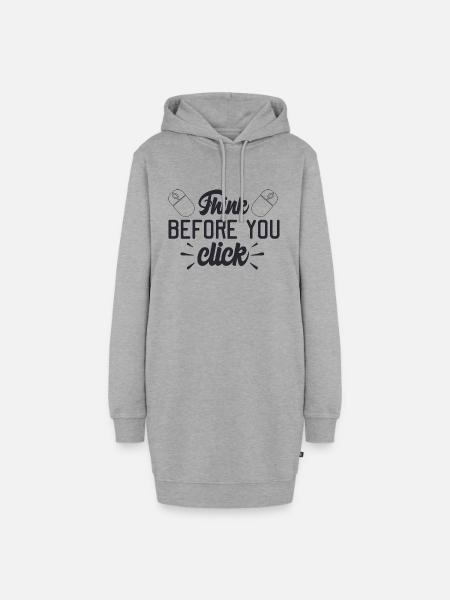 Denken Sie, bevor Sie klicken - Hoodie-Kleid - Grau meliert