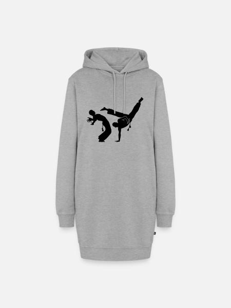 capoeira - Hoodie-Kleid - Grau meliert