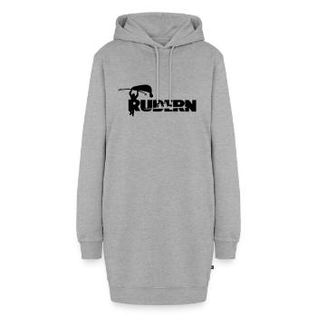 Rudern cooler Spruch personalisierbar - Hoodie-Kleid - Grau meliert - Vorne - AI Model Female 172 light (172cm)