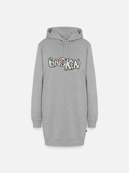 Broken Heart - Hoodie-Kleid - Grau meliert