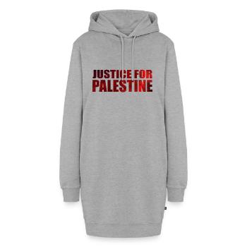 Gerechtigkeit für Palästina - Hoodie-Kleid - Grau meliert - Vorne - AI Model Female 172 light (172cm)