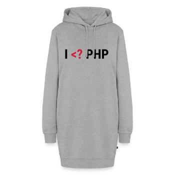 I love PHP - Hoodie-Kleid - Grau meliert - Vorne - AI Model Female 172 light (172cm)