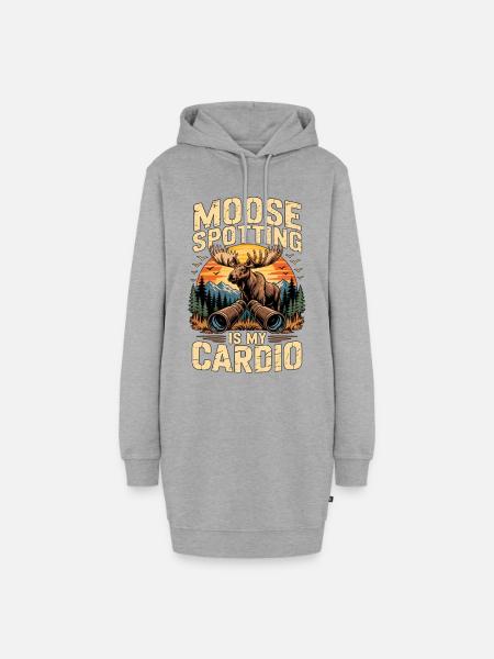 Vintage Moose Spotting Is My Cardio - Hoodie-Kleid - Grau meliert