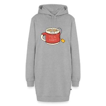 Tea Shirt - lustiges Tee-Liebhaber Motiv - Hoodie-Kleid - Grau meliert - Vorne - AI Model Female 172 light (172cm)