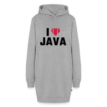 Ich liebe Java - Hoodie-Kleid - Grau meliert - Vorne - AI Model Female 172 light (172cm)