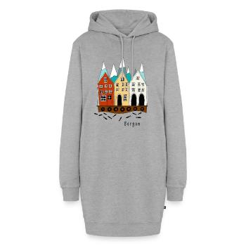 Bergen I Souvenir aus Norwegen - Hoodie-Kleid - Grau meliert - Vorne - AI Model Female 172 light (172cm)