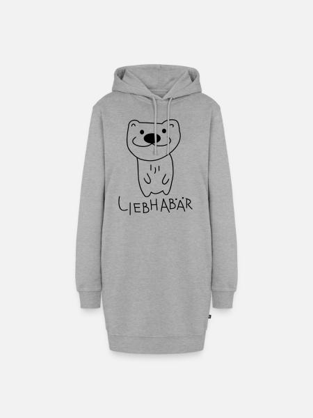 Liebhaber als Bär - Hoodie-Kleid - Grau meliert