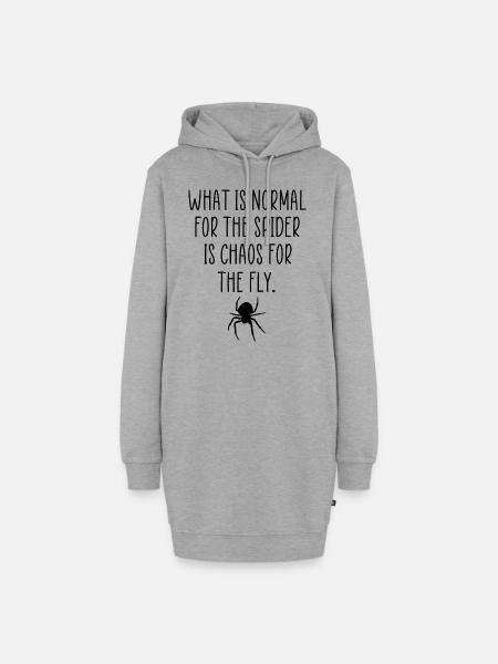 Spinnenchaos-Zitat - Hoodie-Kleid - Grau meliert