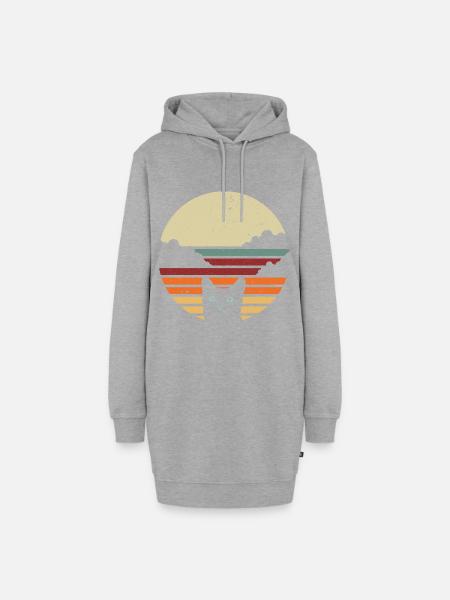Katze retro vintage Geschenk Haustier Maine Coon - Hoodie-Kleid - Grau meliert