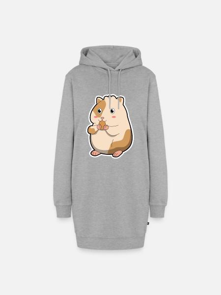 Hamster Nagetier Haustier Geschenk niedlich Tier - Hoodie-Kleid - Grau meliert