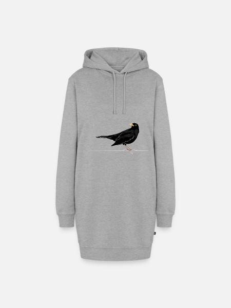 Amsel auf Dach - Hoodie-Kleid - Grau meliert