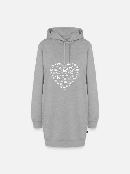 Der Reisemobil-Besitzer Love Heart | Geschenk für Camping - Hoodie-Kleid - Grau meliert