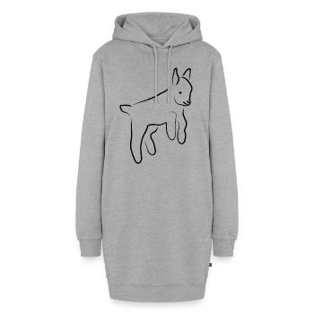 Ziege/Goat schwarz/black - Hoodie-Kleid - Grau meliert - Vorne - AI Model Female 172 light (172cm)