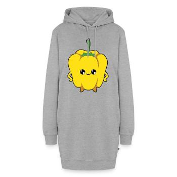 Paprika Gelb - Hoodie-Kleid - Grau meliert - Vorne - AI Model Female 172 light (172cm)