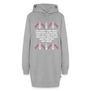 Die Behandlung Lustig Depressive und Lustig Gesche - Hoodie-Kleid - Grau meliert - Vorne - AI Model Female 172 light (172cm)