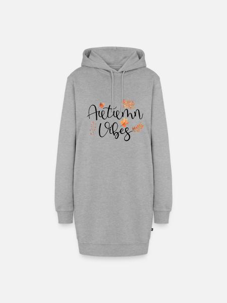 Herbst - Hoodie-Kleid - Grau meliert