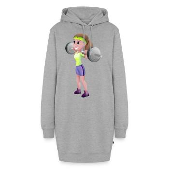 bewegung fitness fitness fitness gym - Hoodie-Kleid - Grau meliert - Vorne - AI Model Female 172 light (172cm)