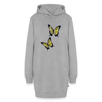 Gelbe Schmetterlinge - Hoodie-Kleid - Grau meliert - Vorne - AI Model Female 172 light (172cm)