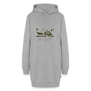 Pferdekutsche Pferd Romantik Liebe - Hoodie-Kleid - Grau meliert - Vorne - AI Model Female 172 light (172cm)