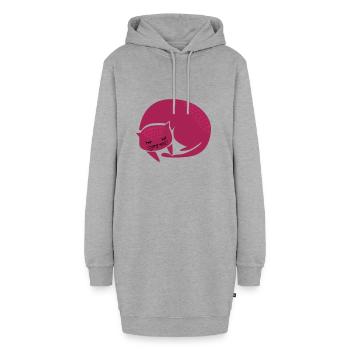 süsse schlafende Katze - Hoodie-Kleid - Grau meliert - Vorne - AI Model Female 172 light (172cm)