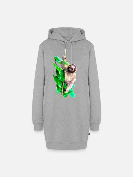 Kleines Faultier, Tiere, Regenwald, Costa Rica - Hoodie-Kleid - Grau meliert