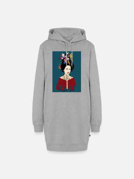 Data - Hoodie-Kleid - Grau meliert