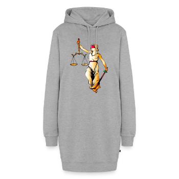 Gerechtigkeit für alle - Hoodie-Kleid - Grau meliert - Vorne - AI Model Female 172 light (172cm)
