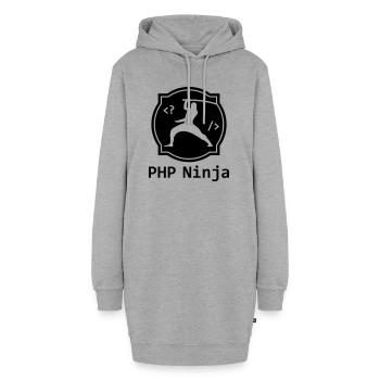 PHP Ninja - PHP Programmierer Coder Nerd Webdesign - Hoodie-Kleid - Grau meliert - Vorne - AI Model Female 172 light (172cm)