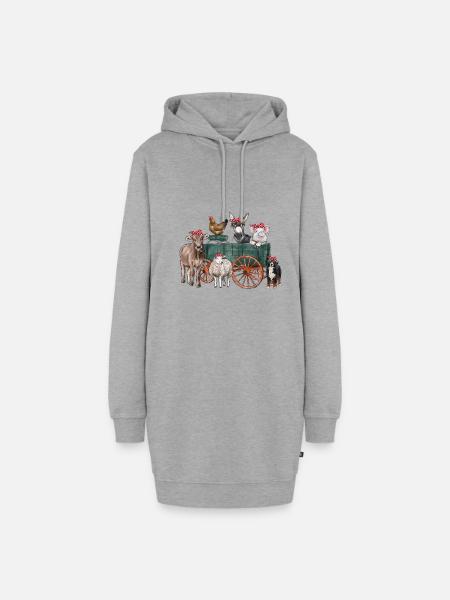 Nutztiere Wagon - Hoodie-Kleid - Grau meliert