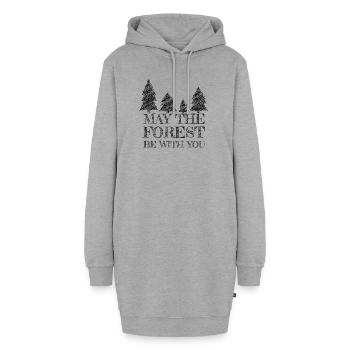 Spruch mit Tannenbäumen (Schraffur-Stil) - Hoodie-Kleid - Grau meliert - Vorne - AI Model Female 172 light (172cm)