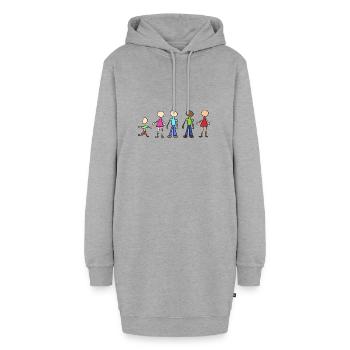 Familie Menschen - Hoodie-Kleid - Grau meliert - Vorne - AI Model Female 172 light (172cm)