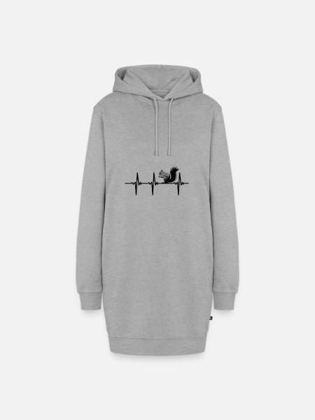 Mein Herz schlägt für Eichhörnchen - Hoodie-Kleid - Grau meliert
