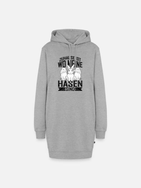Hase - Hoodie-Kleid - Grau meliert