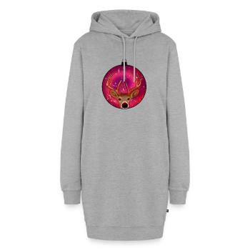 Rentier Weihnachten - Hoodie-Kleid - Grau meliert - Vorne - AI Model Female 172 light (172cm)