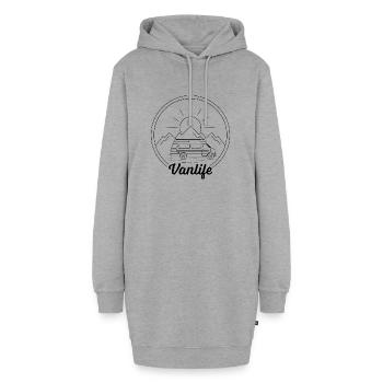 Van Life in den Bergen - Hoodie-Kleid - Grau meliert - Vorne - AI Model Female 172 light (172cm)