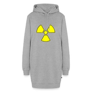 Atomzeichen gelb - Hoodie-Kleid - Grau meliert - Vorne - AI Model Female 172 light (172cm)