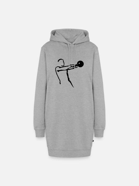 Kettlebell Swing klein - Hoodie-Kleid - Grau meliert