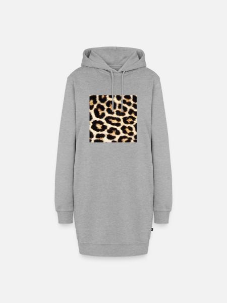 Leo Print Love - Hoodie-Kleid - Grau meliert