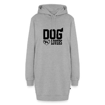 Hundeliebhaber - Hoodie-Kleid - Grau meliert - Vorne - AI Model Female 172 light (172cm)