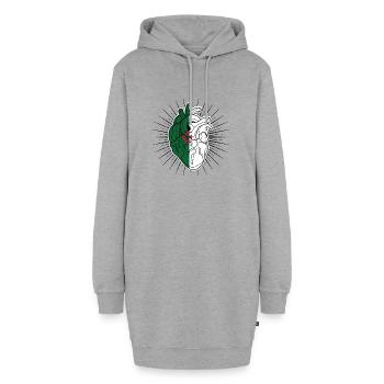 Herzflagge von Algerien - Hoodie-Kleid - Grau meliert - Vorne - AI Model Female 172 light (172cm)