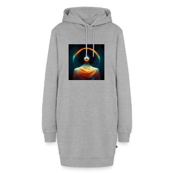Spirituelles Erwachen - Hoodie-Kleid - Grau meliert - Vorne - AI Model Female 172 light (172cm)
