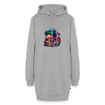 TRIPPY MUSHROOMS - Hoodie-Kleid - Grau meliert - Vorne - AI Model Female 172 light (172cm)