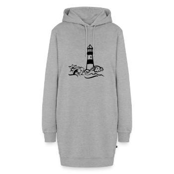 leuchtturm papierschiff - Hoodie-Kleid - Grau meliert - Vorne - AI Model Female 172 light (172cm)