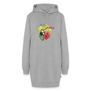 Aloha des Dschungels - Hoodie-Kleid - Grau meliert - Vorne - AI Model Female 172 light (172cm)